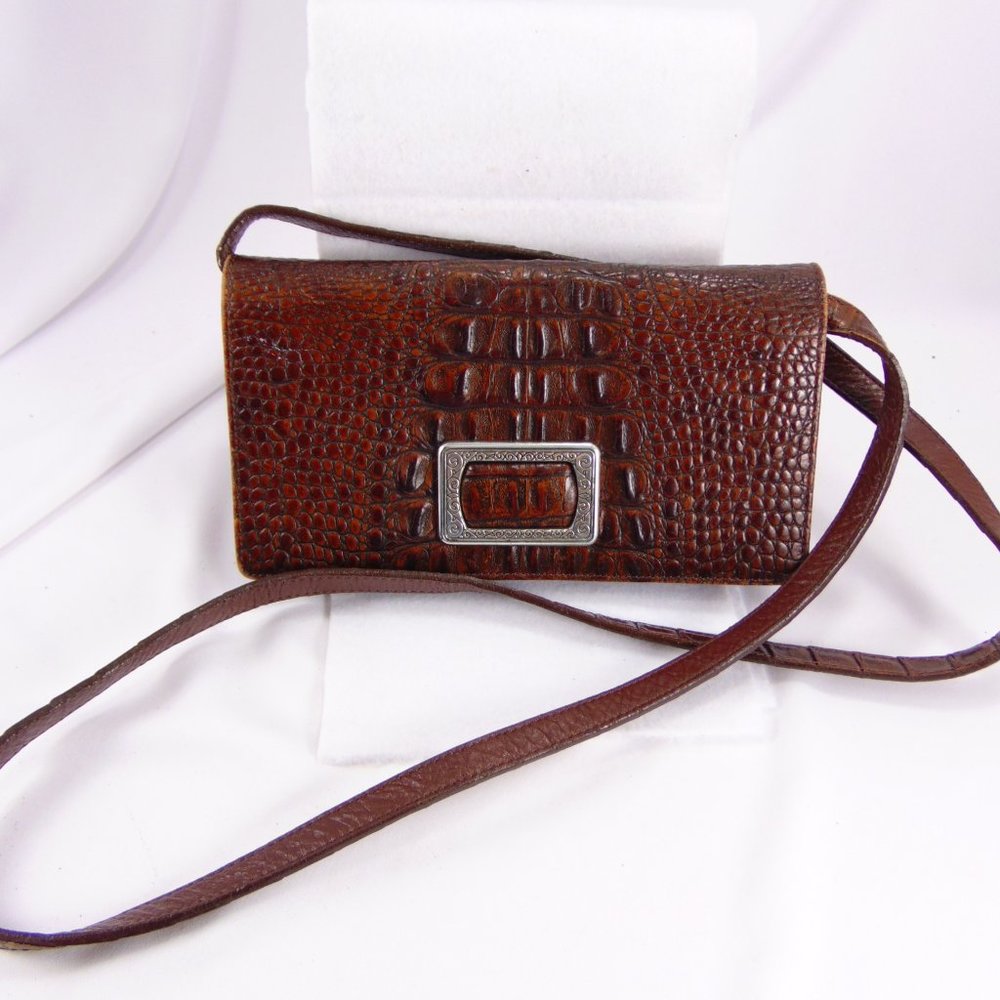 Brighton - Vintage Brown Leather Croc Wallet Purse